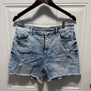 Stylish Light Blue Distressed Jean Shorts